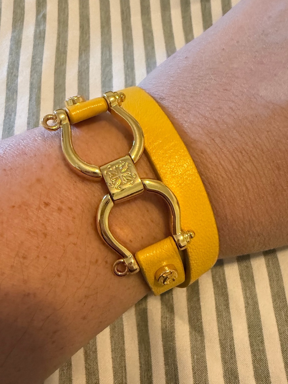 Rustic Cuff Yellow Genuine Leather Double-Wrap “Seaborne” Bracelet